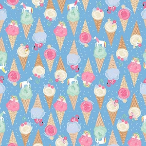 Dear Stella Cotton Quilt Fabric, Ice Cream Stand, Chill Out, Choose your cut