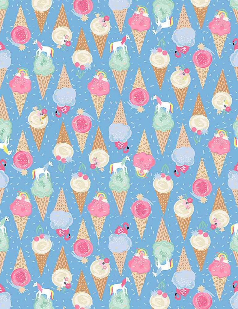 Dear Stella Cotton Quilt Fabric, Ice Cream Stand, Chill Out, Choose your cut image 1