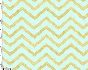 Sleek Chevron Pearlized in Mist Michael Miller Fabric, Choose your cut