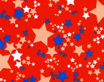 Spangled Stars Red, Patriotic, 4th of July Robert Kaufman Fabric