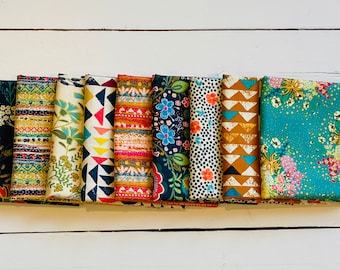 Curated Bundle, 9 Half Yard Cuts, Indie Folk Collection Art Gallery Fabric