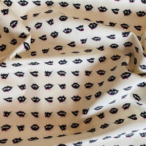 Art Gallery Halloween Fabric Sweet N Spookier Collection, Fangtastic Lips Choose your cut