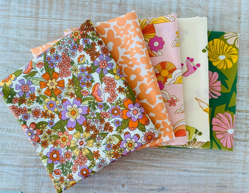 Curated Bundle, 5 Half Yard Cuts, Flower Bloom Collection Art Gallery Fabric image 1