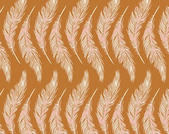 Art Gallery Fabric Presently Plumes Gold Homebody Collection, Cotton Quilt Fabric, Choose your cut