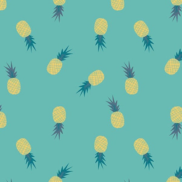 Ananas Aqua from Sirena Collection by Jessica Swift for Art Gallery Fabric, Choose your cut