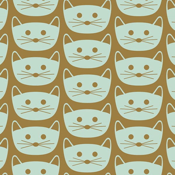 Cat Nap in Mint, Blush Collection by Dana Willard Art Gallery Fabric, Choose your cut, Cotton Quilt Fabric