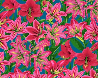 Amaryllis Red Cotton Quilt Fabric, Kaffe Fassett Collective