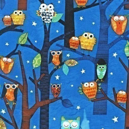 forest fun spring owls Abat jour made robert kaufman fabric 