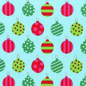 Hang the Ornaments Winter Blue Michael Miller Christmas Fabric