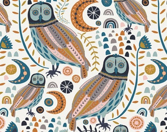 Sova Owls Little Forester Art Gallery Fabric