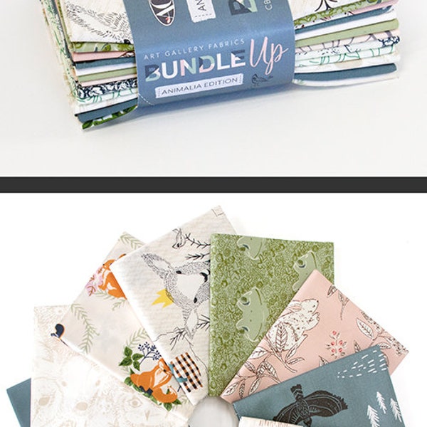 Animalia Edition 12 Fat Quarter Bundle Art Gallery Quilt Fabric, Bundle Up