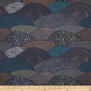 Hello Bear Summit color Twilight Art Gallery Fabric, Choose your cut, Cotton Quilting Fabric