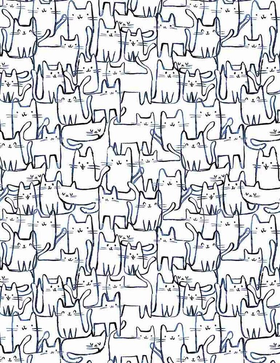 Dear Stella Fabric Creative Cats Wait a Meow-ment in White - Etsy