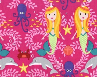Michael Miller Fabric Mer-Mates Collection Siren Sisters Mermaids Tropical, Choose your cut