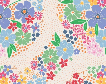 Tuinpad Light Daisy-collectie van Maureen Cracknell Art Gallery Stof, kies je snit, katoenquiltstof