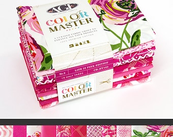 Color Master, Life is Pink Edition no.2, Art Gallery Fabric 10 Half Yard Bundle