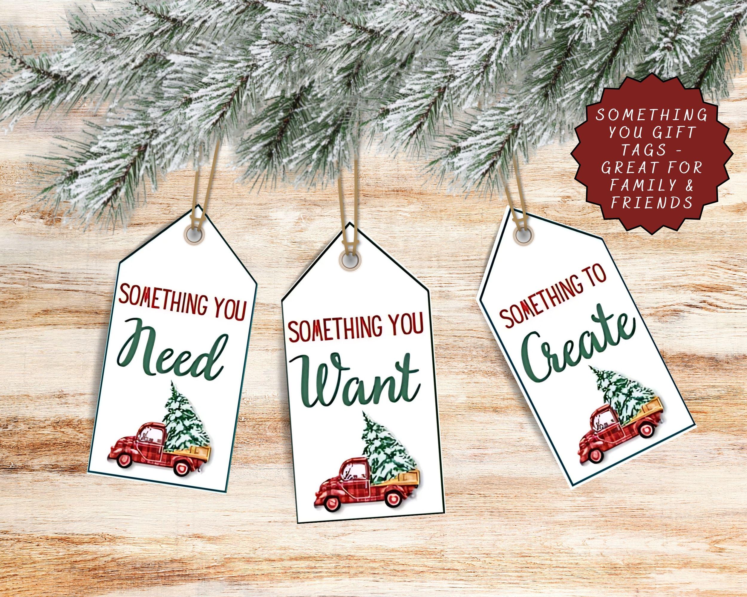 Vintage Red Truck Printable Christmas Gift Tags, Instant Download, Something You Want, Need ...