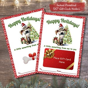 Porta-cartões-presente para cachorros 5x7 festivos imprimíveis – perfeitos para presentear no feriado! Download digital, presente de Natal, presente de feriado, presente para amantes de cachorros