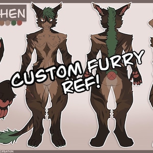 Custom Furry Reference Sheet | Front Back View Character Art (Digital Item)