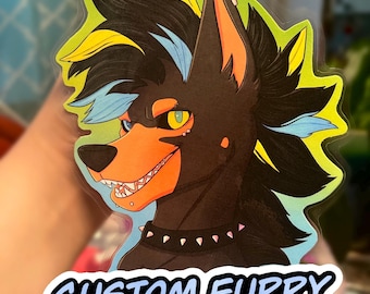 Custom furry badge for conventions physical badge of your fursona digital drawing