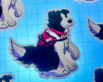 Border Collie Holo Sticker | Essa Puppy Dog, Waterproof (3in)