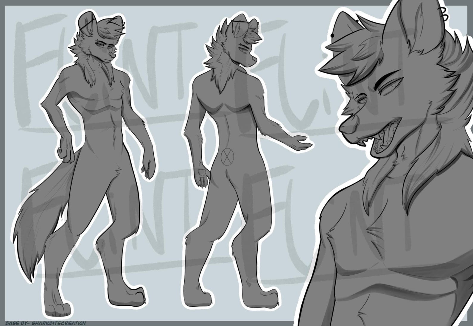 Hyena Furry Reference Sheet Base | Full Body (digital Download) - Etsy