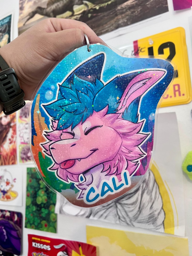 Custom Holographic Furry Badge for Conventions Physical Badge of Your ...
