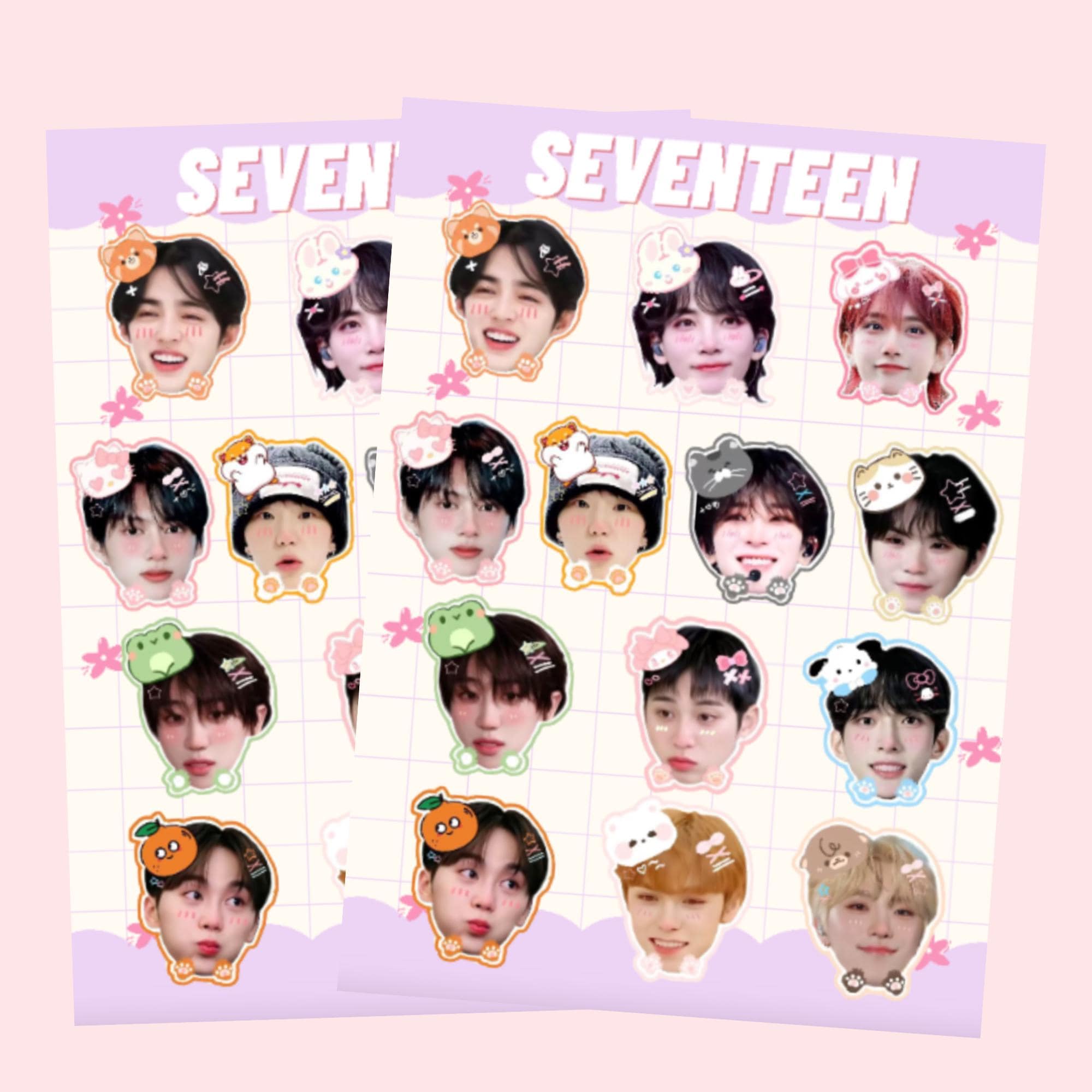 ステッカー　オーダー　EXO NCT seventeen セブチ BTS 車 SEVENTEEN Kpop Stickers | Full Member Set | 2 Sheets | Cute