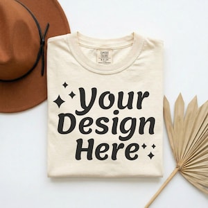 Comfort Colors 1717 Elfenbensvit T-shirtmodell, platt studiobild, digital nedladdning av PNG