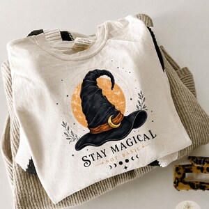 Stay Magical Not Basic Witch Hat Moon PNG, Halloween Digital Download, Spoky Season Sublimation