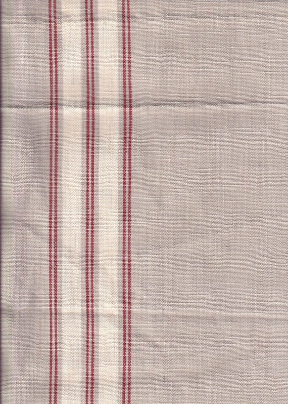 French General Toweling  'Panier de Fleur'  920 151; Color: Flax - Scarlet