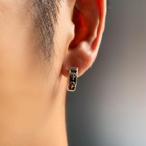 Unisex Sterling Silver Skull Hoop Earrings | Gothic Punk Jewelry | Edgy Dangle Earrings | Unique Skull Gift for Friends | Halloween Earrings