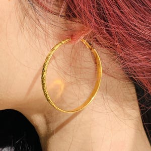 18K Gold Plated Hammered Hoop Earrings | Textured Lightweight Hoops | Classic Handmade Jewelry | Minimalist Daily Earrings | Gift for her