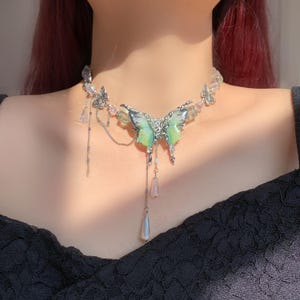 Collana girocollo con farfalla Y2K / Collana con ciondolo Fairycore / Gioielli romantici ed eterei / Regalo per lei