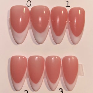 Almond French tip acrylic press on nails