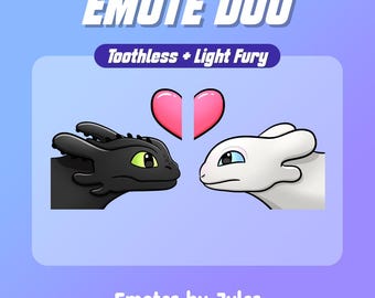 Dúo de emoticones TOOTHLESS + LIGHT FURY / Twitch / Discord / YouTube / Transmisión