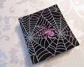 Magic Wallet, Spider web, Hot Pink Glittery Spider Mini Magic Walllet