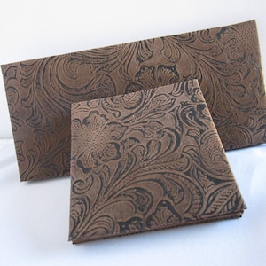 Magic Wallet, Country style, Western Tooled Look, Magic Wallet, Large size, Flat Magic Wallet, Waiter Wallet