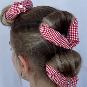 Checkered Snap-on Hair Rollers, 3-Piece Hair Curlers, Non-Heat Hair Styling, Cotton Curlers, Hair Accessories,Easy Hair Styling,Gift For Her