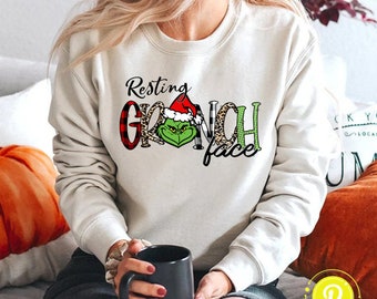 Grinch Face V Neck - Etsy