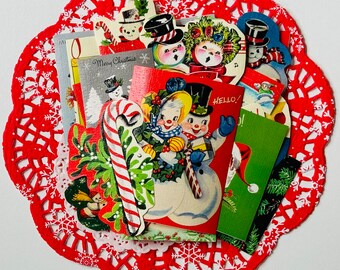 Christmas Ephemera, Retro Christmas Ephemera, Christmas Wrap Cut Outs, Snowman Images