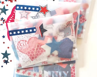 July 4 Patriotic Red White Blue Summer Ephemera Junk Journal Supply Card Making