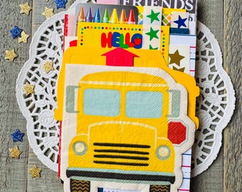 School Junk Journal Kit, Elementary School Ephemera, School Scrapbook, Back to School Paper Pack