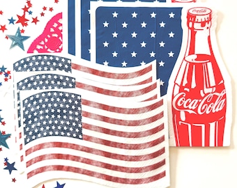 All American Summer Patriotic Napkins for Decoupage Crafting Junk Journal Supply Collage