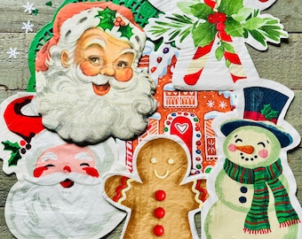 Christmas Napkins for Crafting, Junk Journal Supplies, Christmas Collage, Decoupage