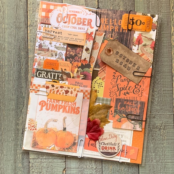 Autumn Junk Journal Kit, October Journal, October Road, Fall Paper Pack, Fall Journal, Fall Card Making Kit