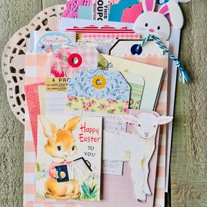 Easter Spring Paper Pack, Easter Ephemera, Bunnies and Blooms, Junk Journal Kit