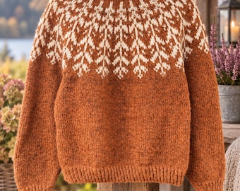 English Knitting Pattern for a Fablewood Sweater – Nordic Yoke Pullover, Icelandic Style Sweater (PDF)