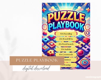 iPad Puzzle Book | 130 Brain Games, Word Search, Sudoku, Crossword, Cryptogram | GoodNotes Activity Book | Digital PDF Download