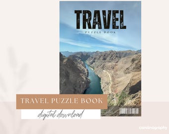 Travel Puzzle Book for Adults & Teens | 55 Brain Games and Activities | Crossword, Word Search, Sudoku, Code Breaker | Instant Download